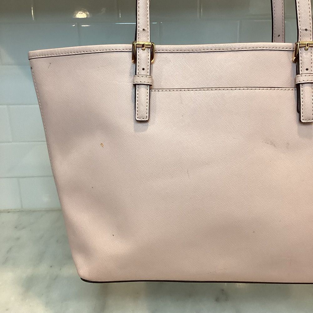 Michael Kors Purse Handbag Leather Jet Set Carry All Pink Tote Bag Pocketbook - Picture 4 of 16